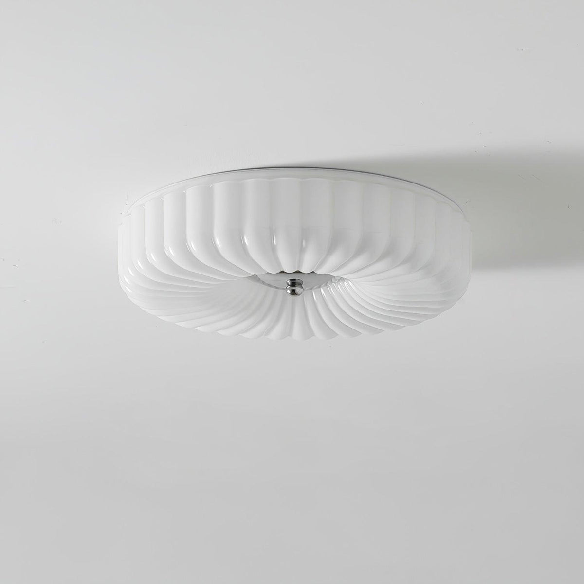 Mivone flache Deckenleuchte aus Milchglas mit Retro-Rippenstruktur