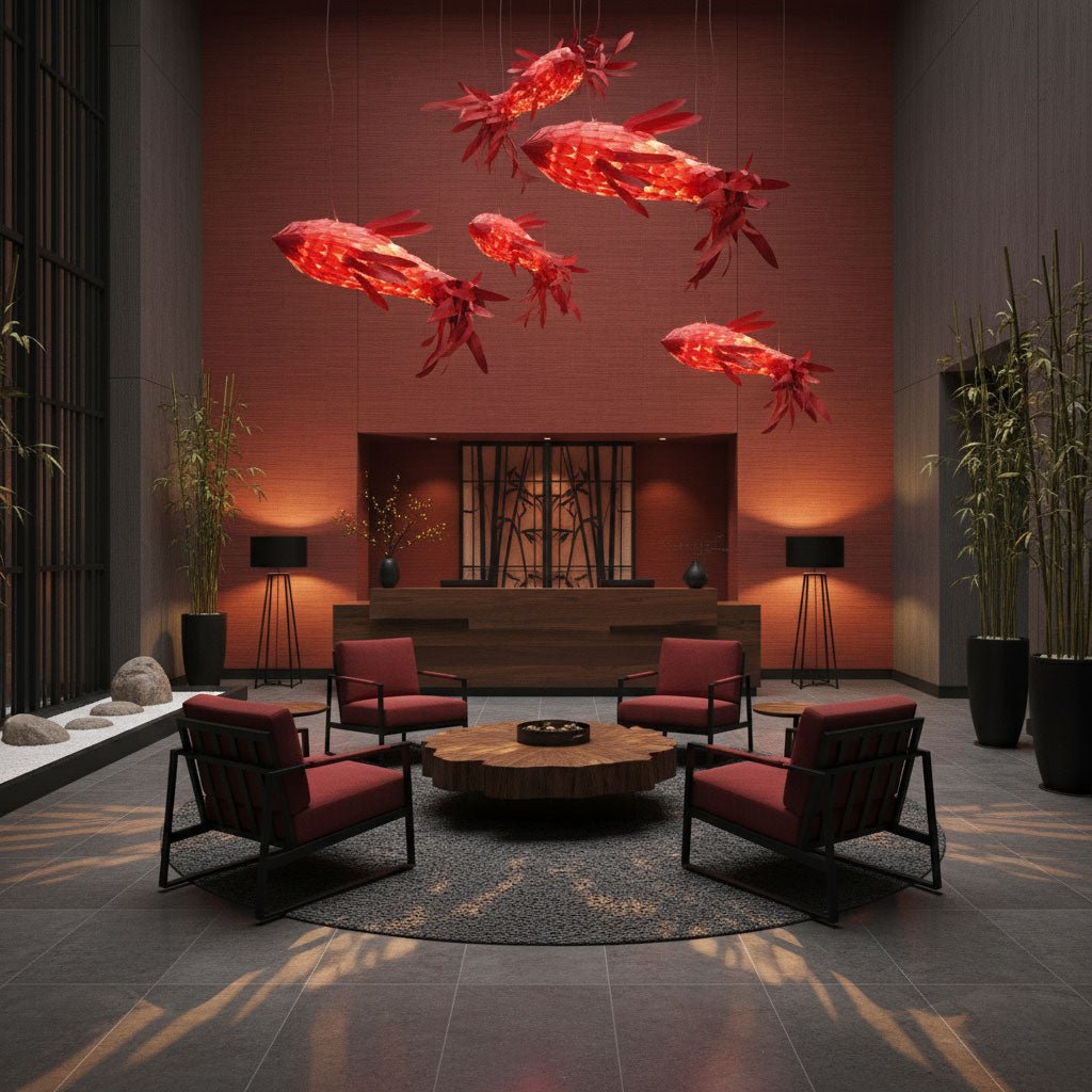 Aureline Crimson Swirl Koi Kronleuchter in Rot