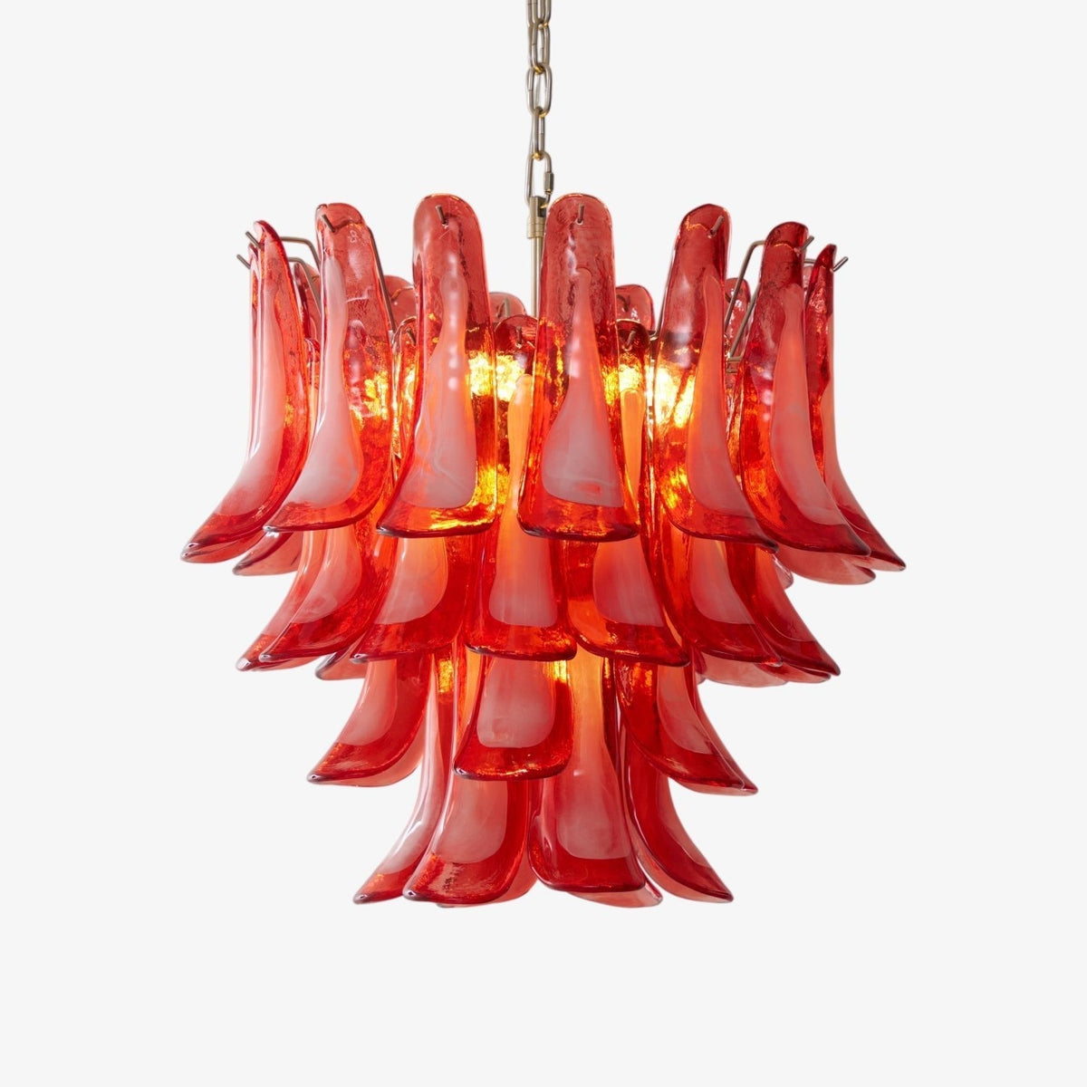 Celoelle Kronleuchter Karmesin Murano-Glasblüten geschichtet Vintage
