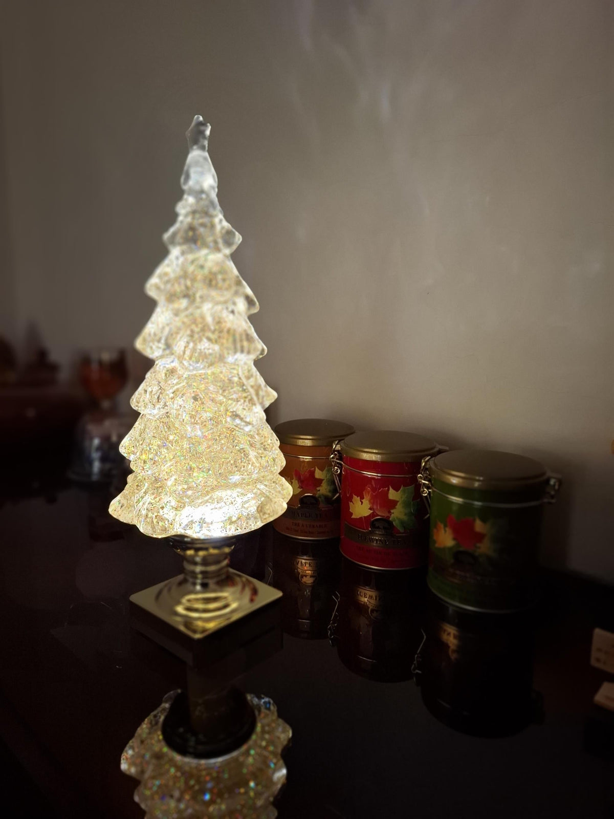 Kristall-Weihnachtsbaum-Tischleuchte (eingebaute Batterie)