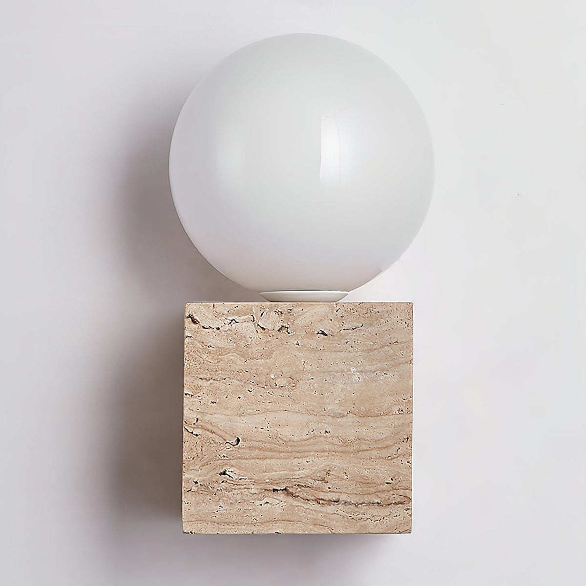 Eurlaean Cube-Base Travertine Wandleuchte