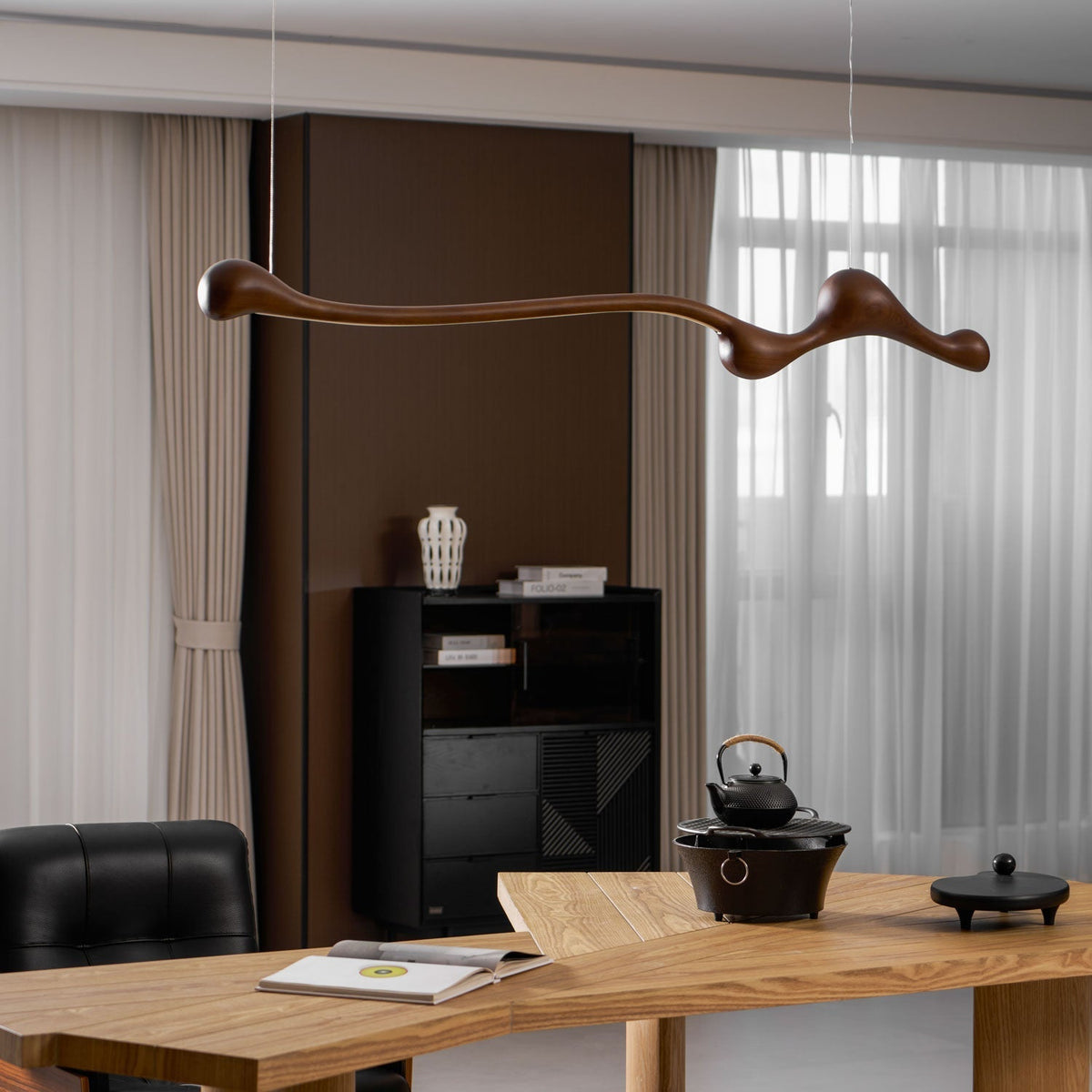 Alenor Pendelleuchte aus Holz im Retro-Stil