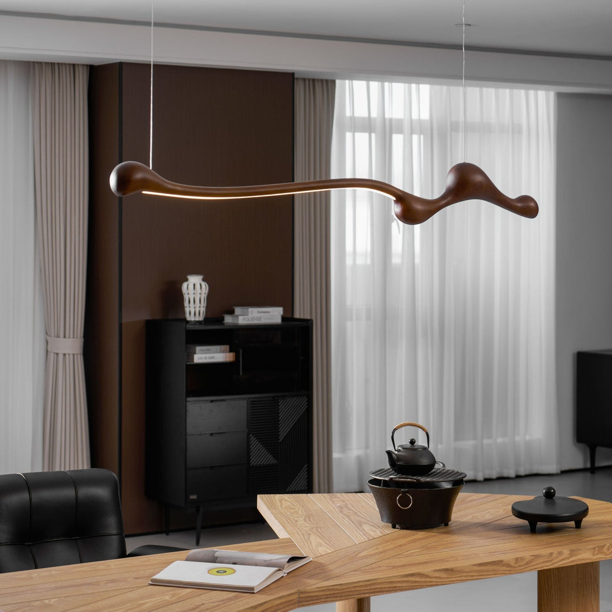 Alenor Pendelleuchte aus Holz im Retro-Stil
