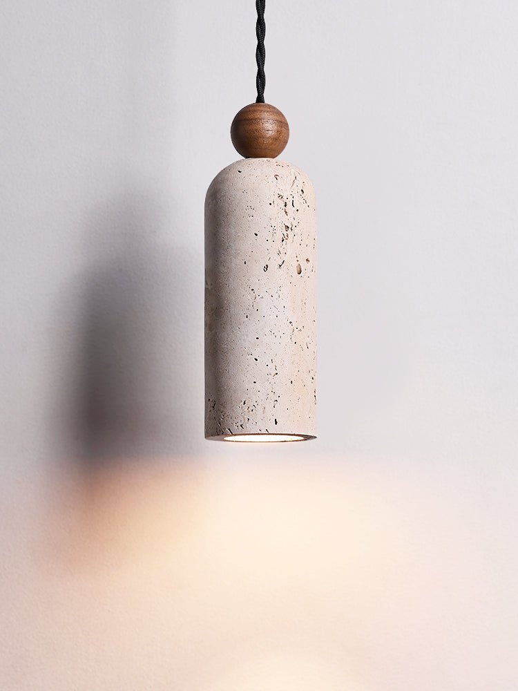 Cylinder Pendelleuchte aus Holzperlen