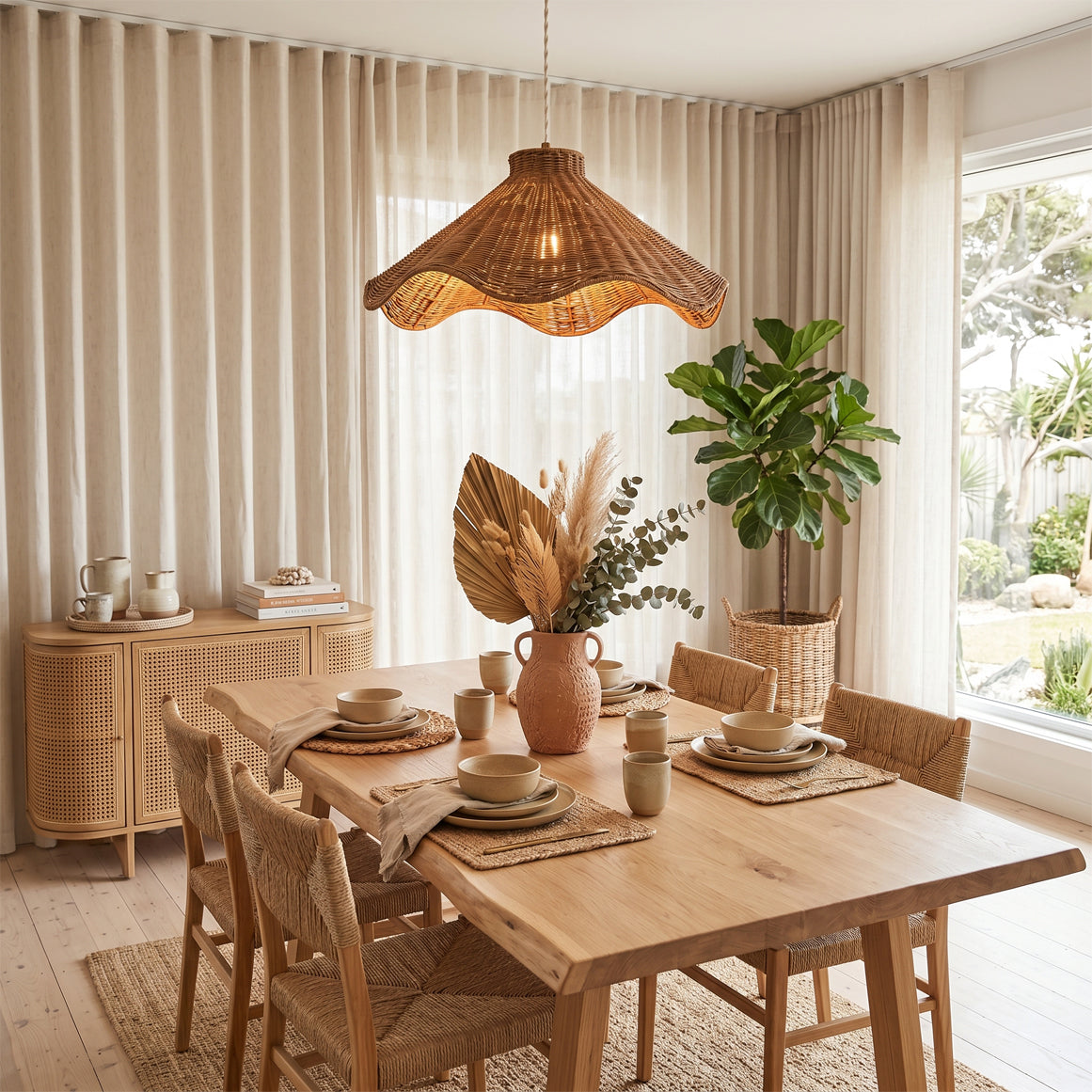 Wavelle Pendelleuchte aus Rattan