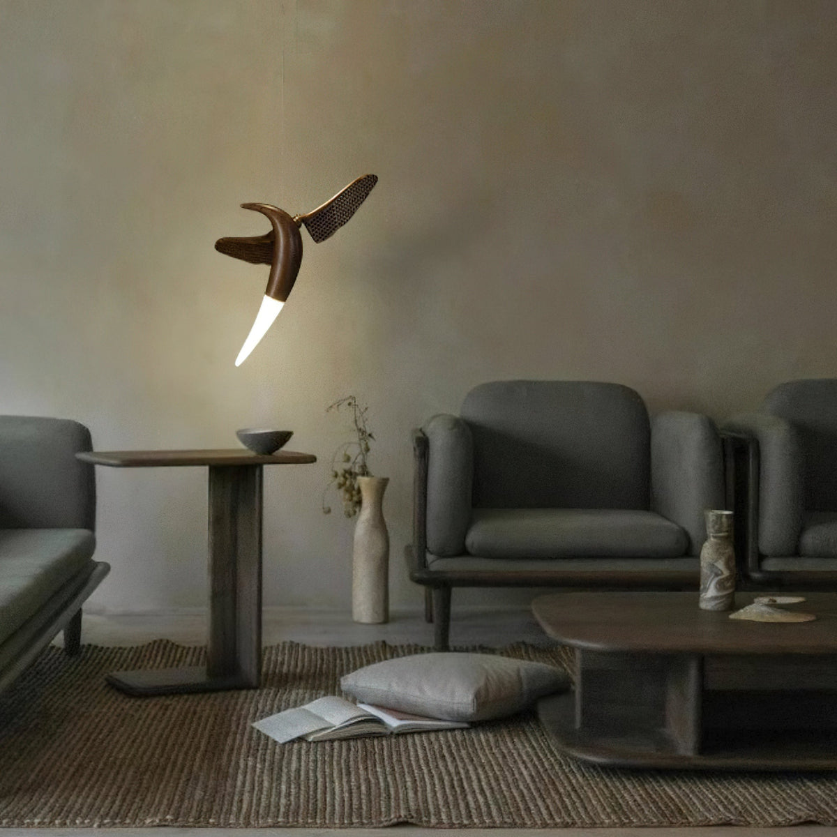 Elsilor Avian-Inspired Holz-Pendelleuchte