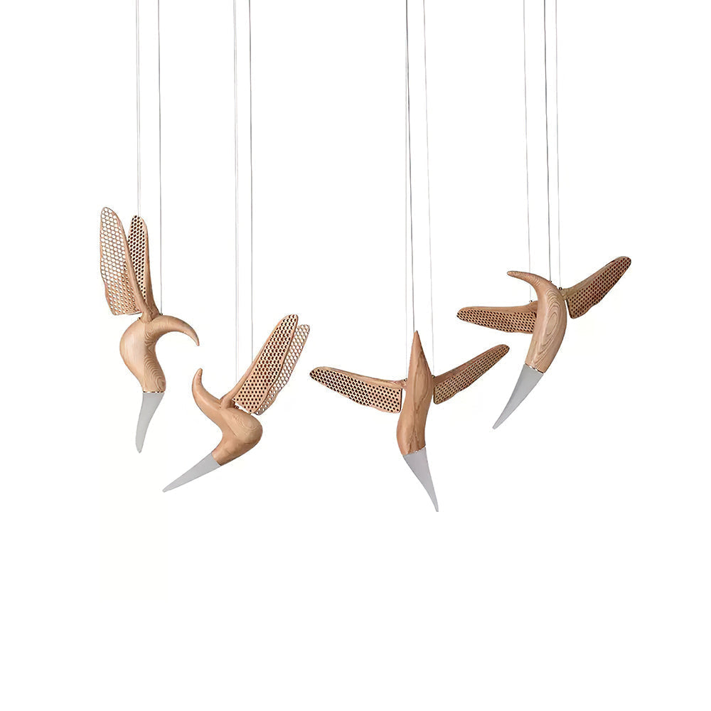 Elsilor Avian-Inspired Holz-Pendelleuchte