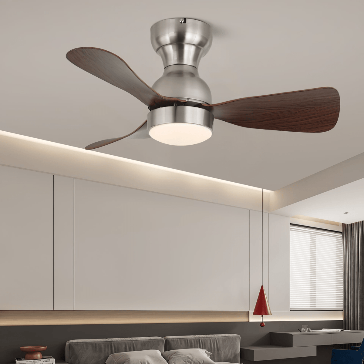 Aurdorus Moderner Deckenventilator mit Beleuchtung aus Holz