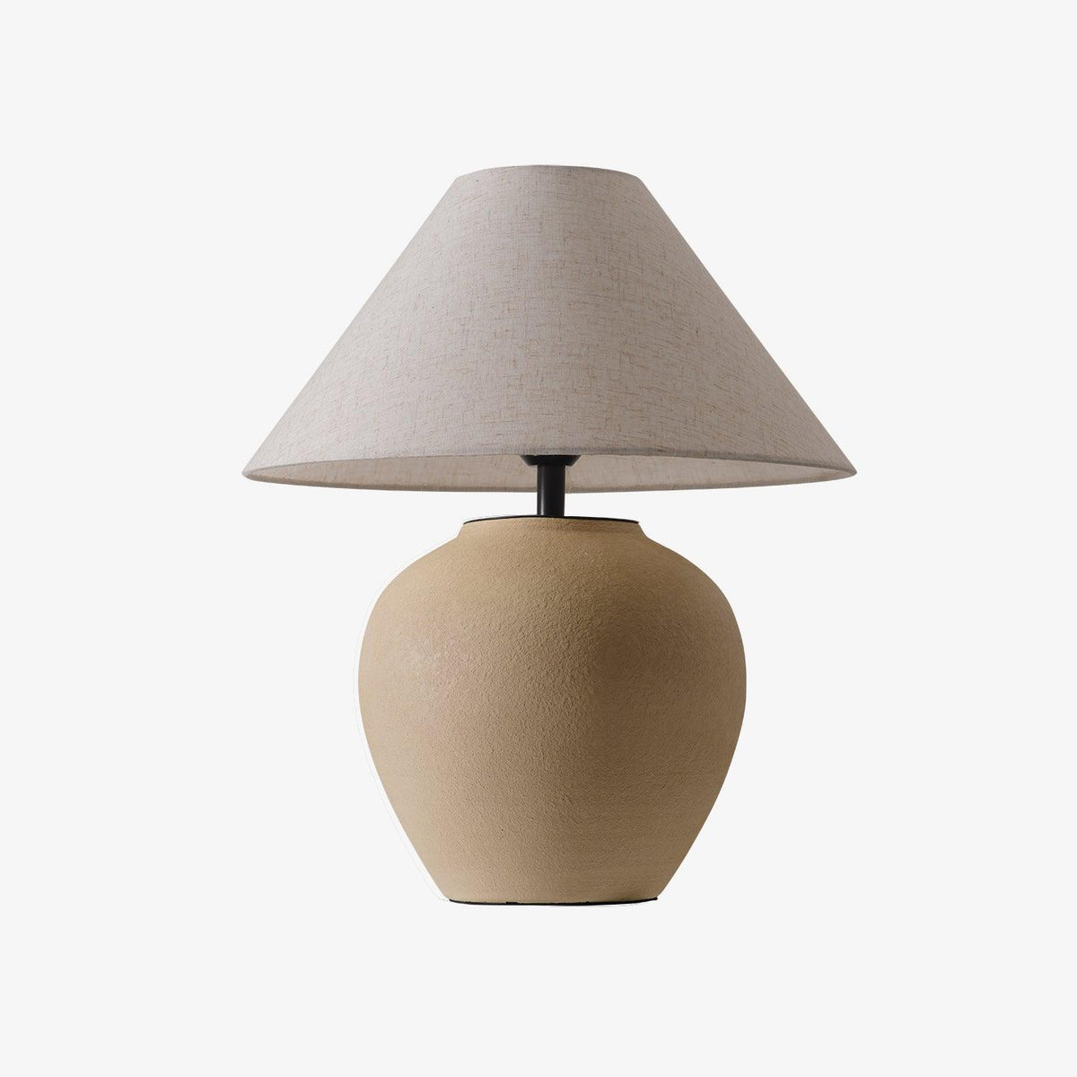 Lumian Tischleuchte aus Keramik in Beige mit Stoffschirm