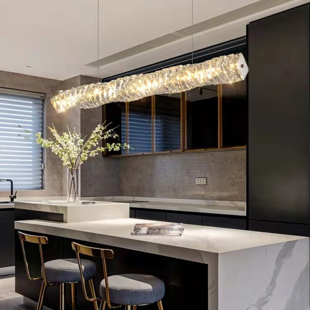 Kristy Vintage Linear LED Pendelleuchte Gold/Silber Esstisch/Schlaf/Wohnzimmer 100-120-150cm Metall Kristall