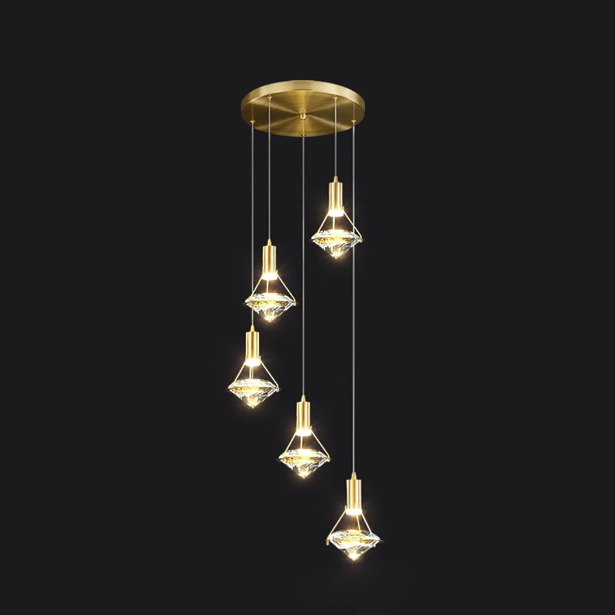 Cira Pendelleuchte Messing Kristall Elegant