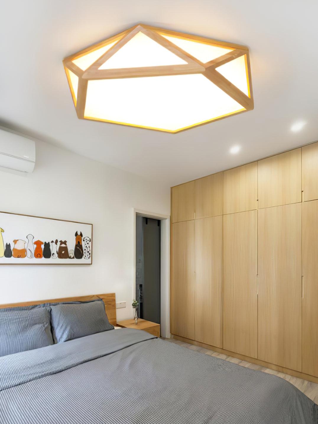Syleneria Deckenleuchte aus Holz mit geometrischem Diamantdesign