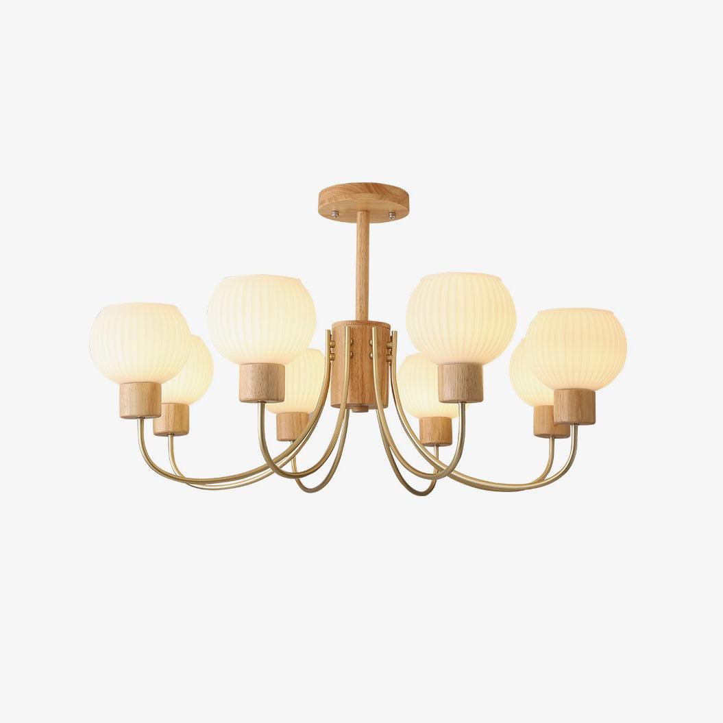 Sylorine Kronleuchter aus Holz 6 Lichtquellen Elegantes Glas