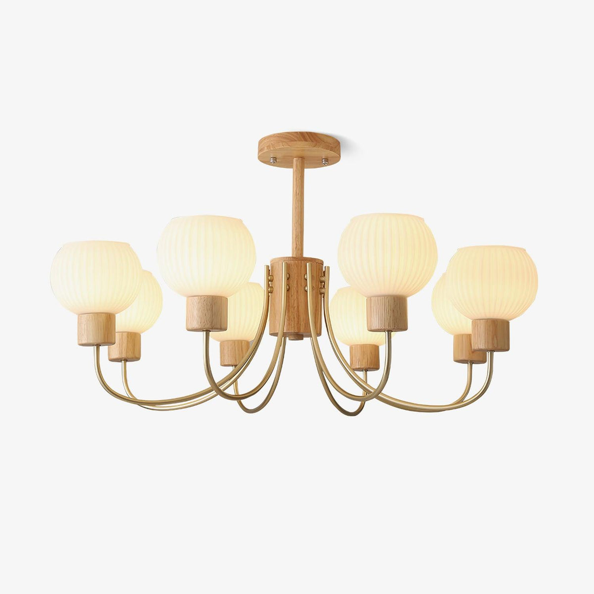 Sylorine Kronleuchter aus Holz 6 Lichtquellen Elegantes Glas