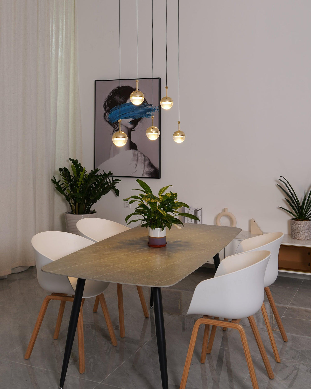 Zaneth Pendelleuchte Stahl Glas Multi Drop Kugel Minimalistisch für Treppenhaus