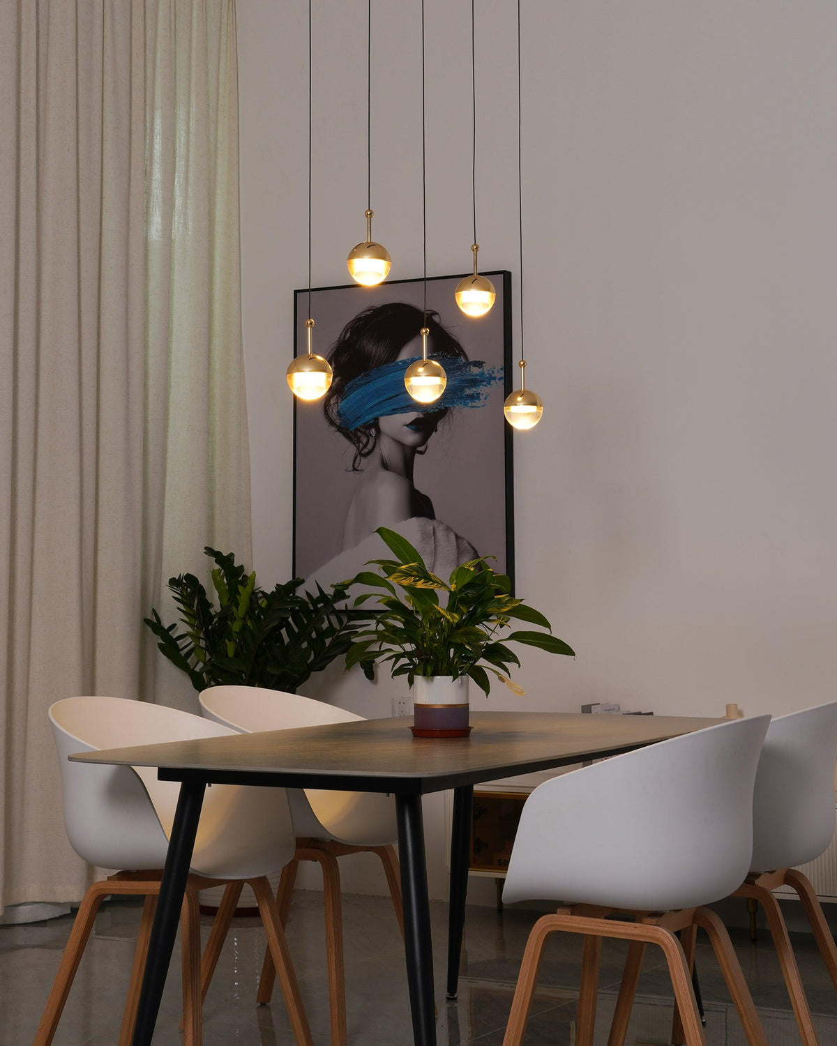 Zaneth Pendelleuchte Stahl Glas Multi Drop Kugel Minimalistisch für Treppenhaus