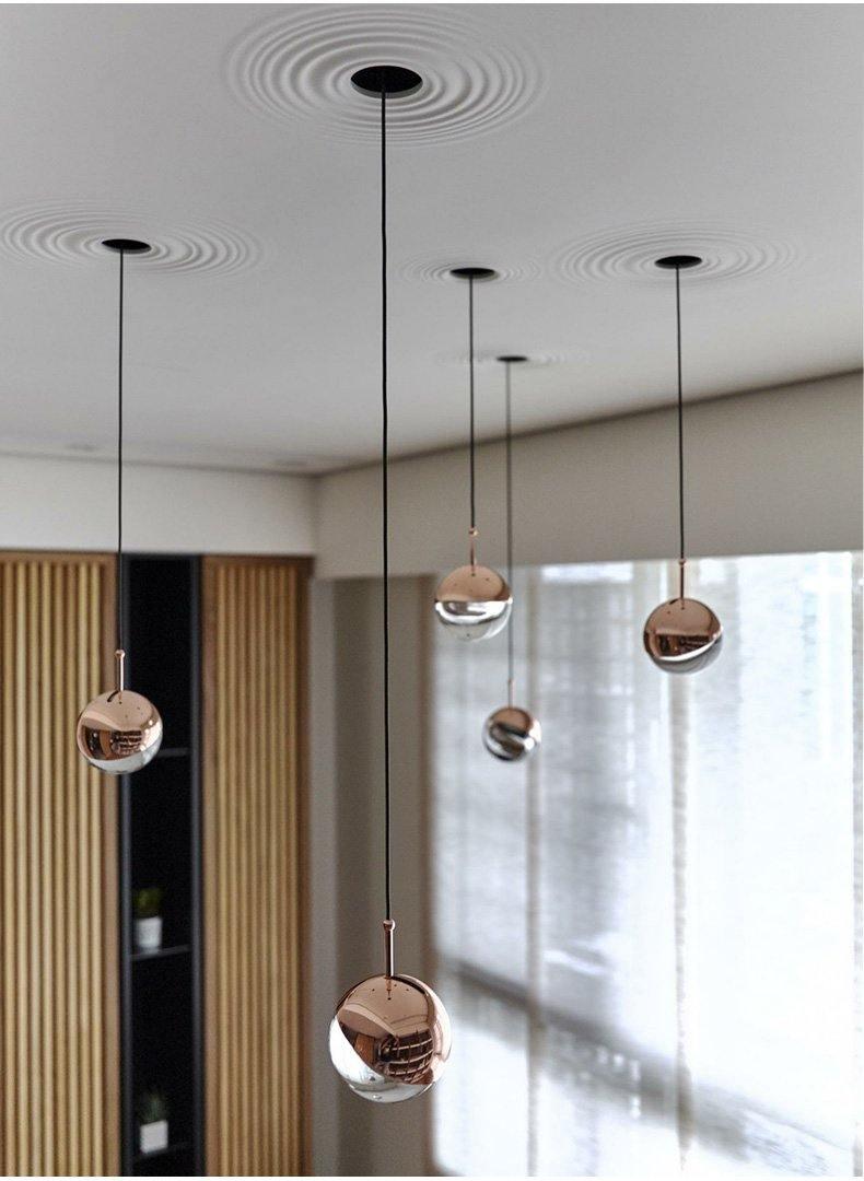Zaneth Pendelleuchte Stahl Glas Multi Drop Kugel Minimalistisch für Treppenhaus