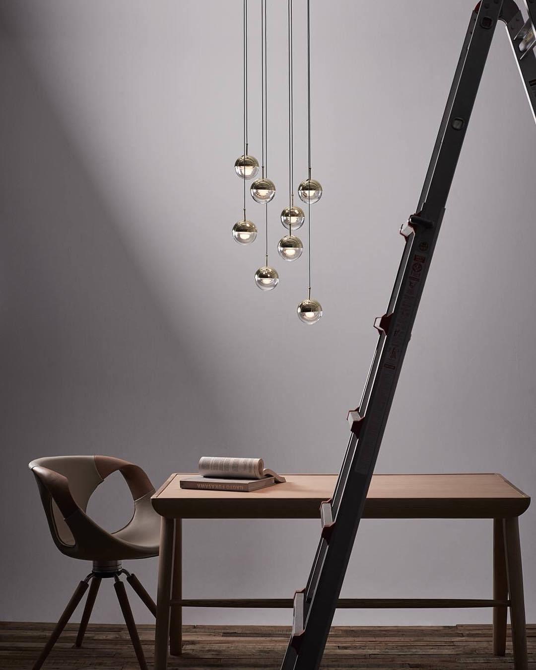 Zaneth Pendelleuchte Stahl Glas Multi Drop Kugel Minimalistisch für Treppenhaus