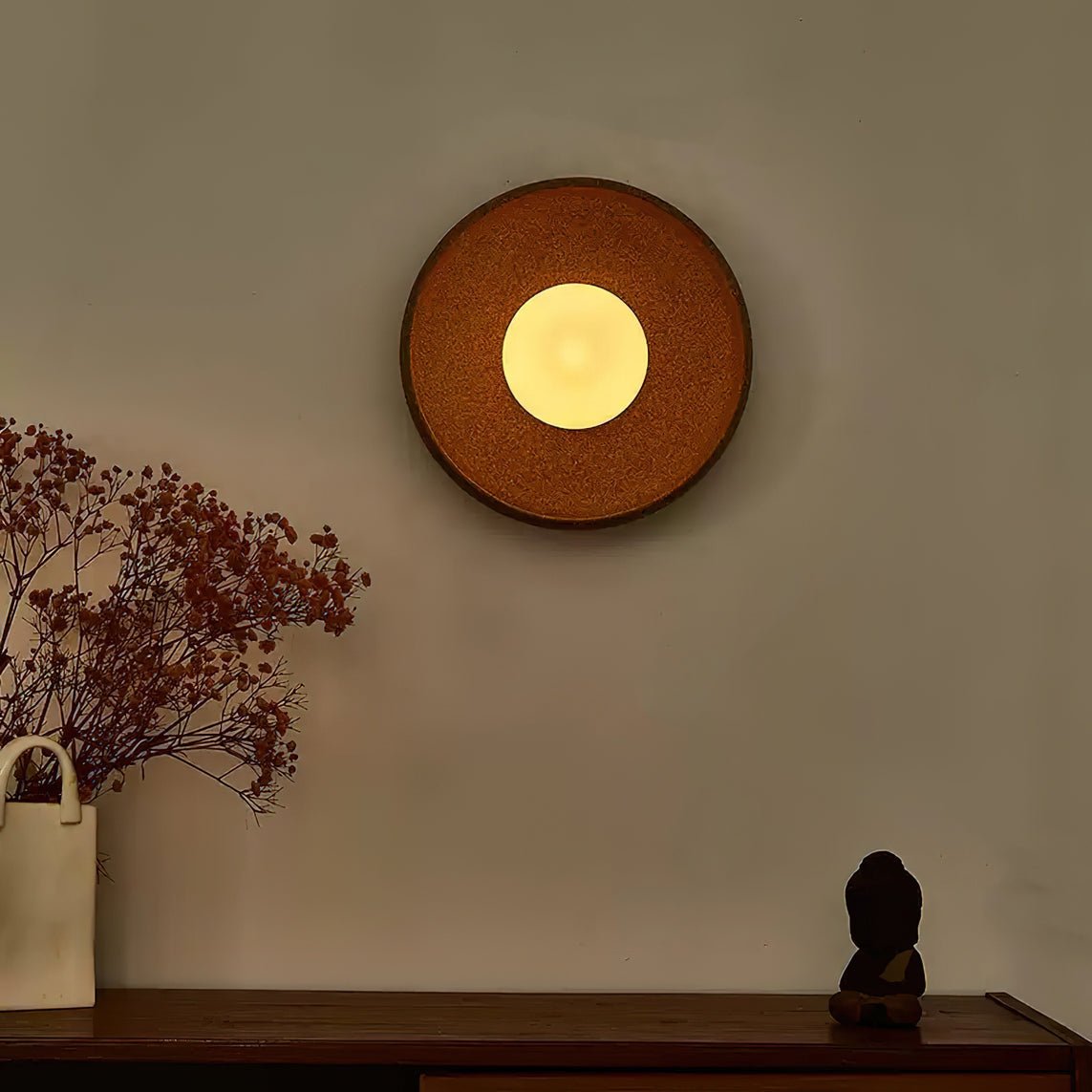 Civarir zeitgenössische minimalistische runde Keramische Wandleuchte mit Glas