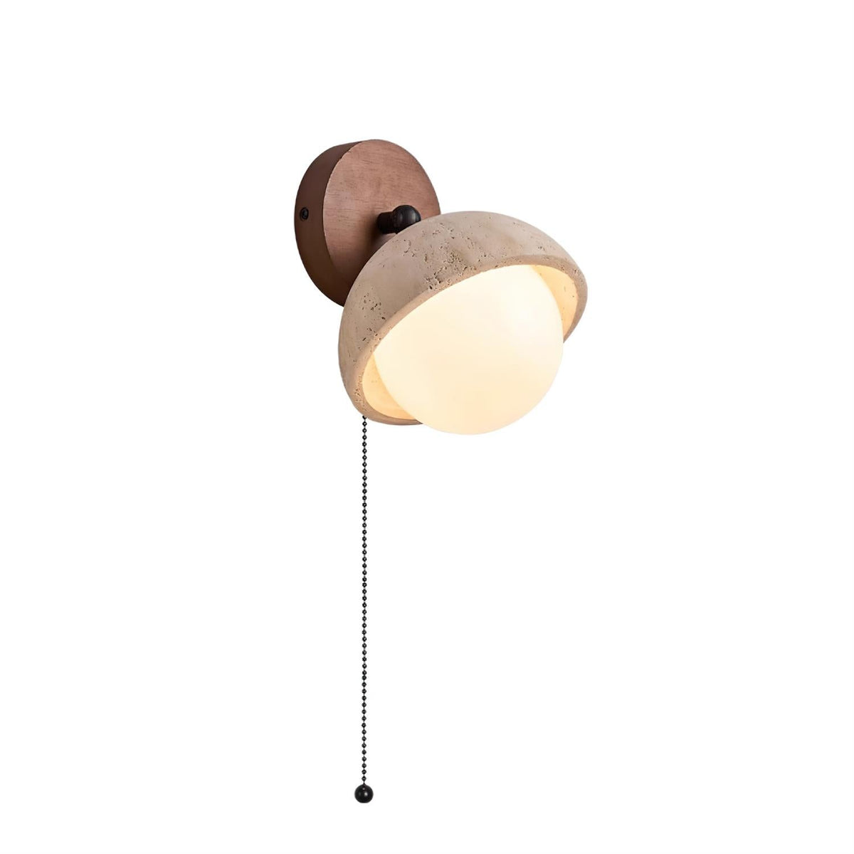 Eala Wandleuchte aus Travertin und Holz minimalistisch modern