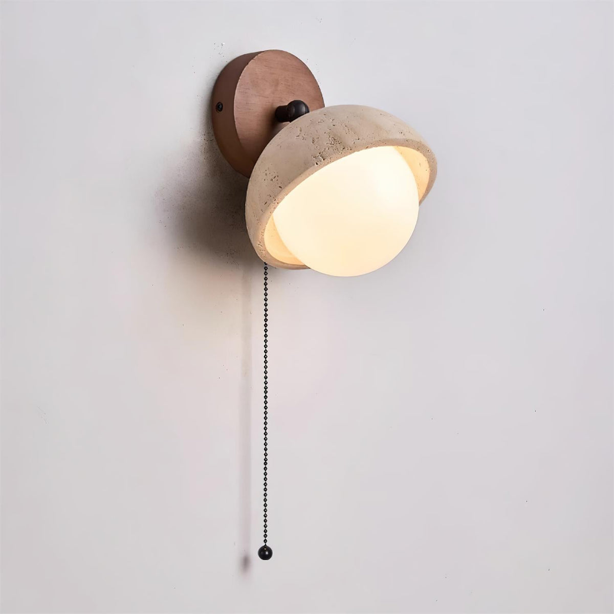 Eala Wandleuchte aus Travertin und Holz minimalistisch modern