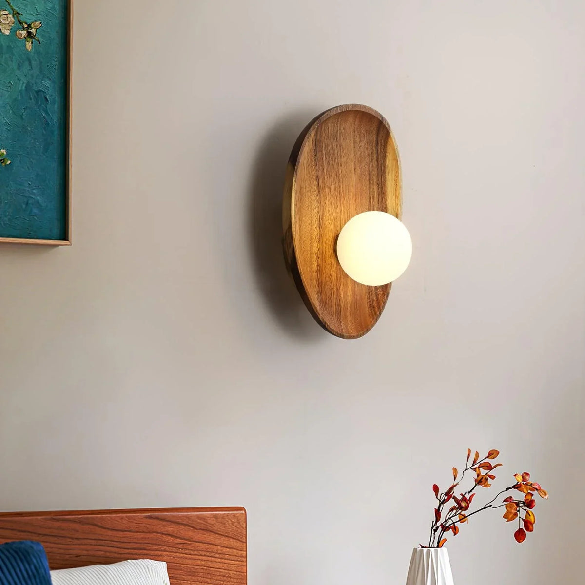 Ligno Wandleuchte aus Naturholz und Glas