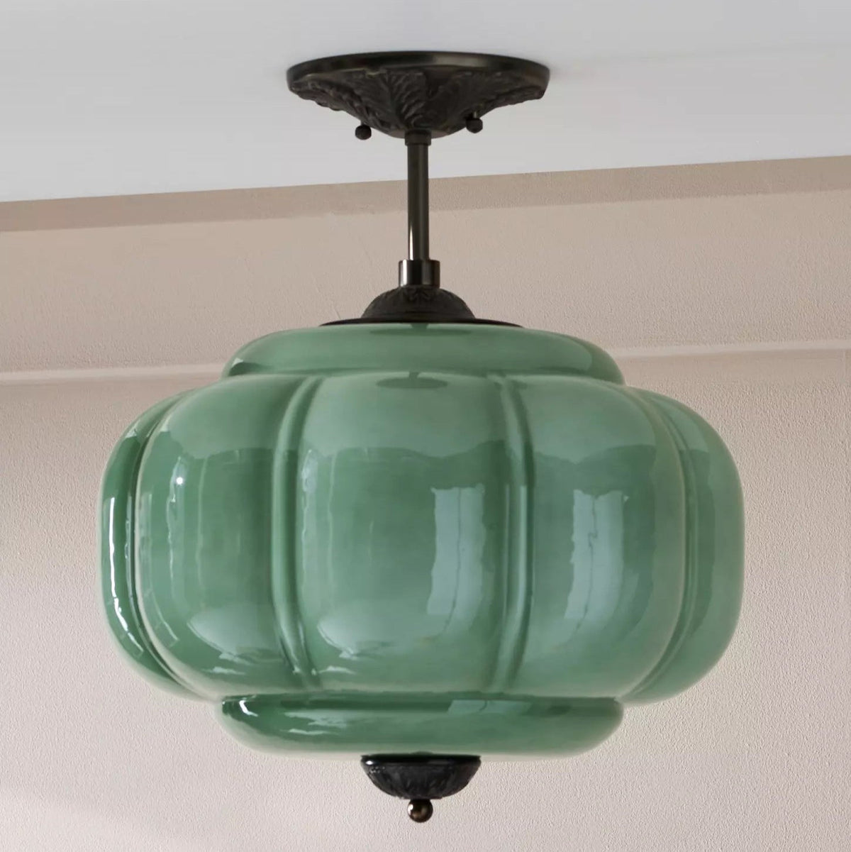 Eldio Grün-Glas flache Deckenleuchte