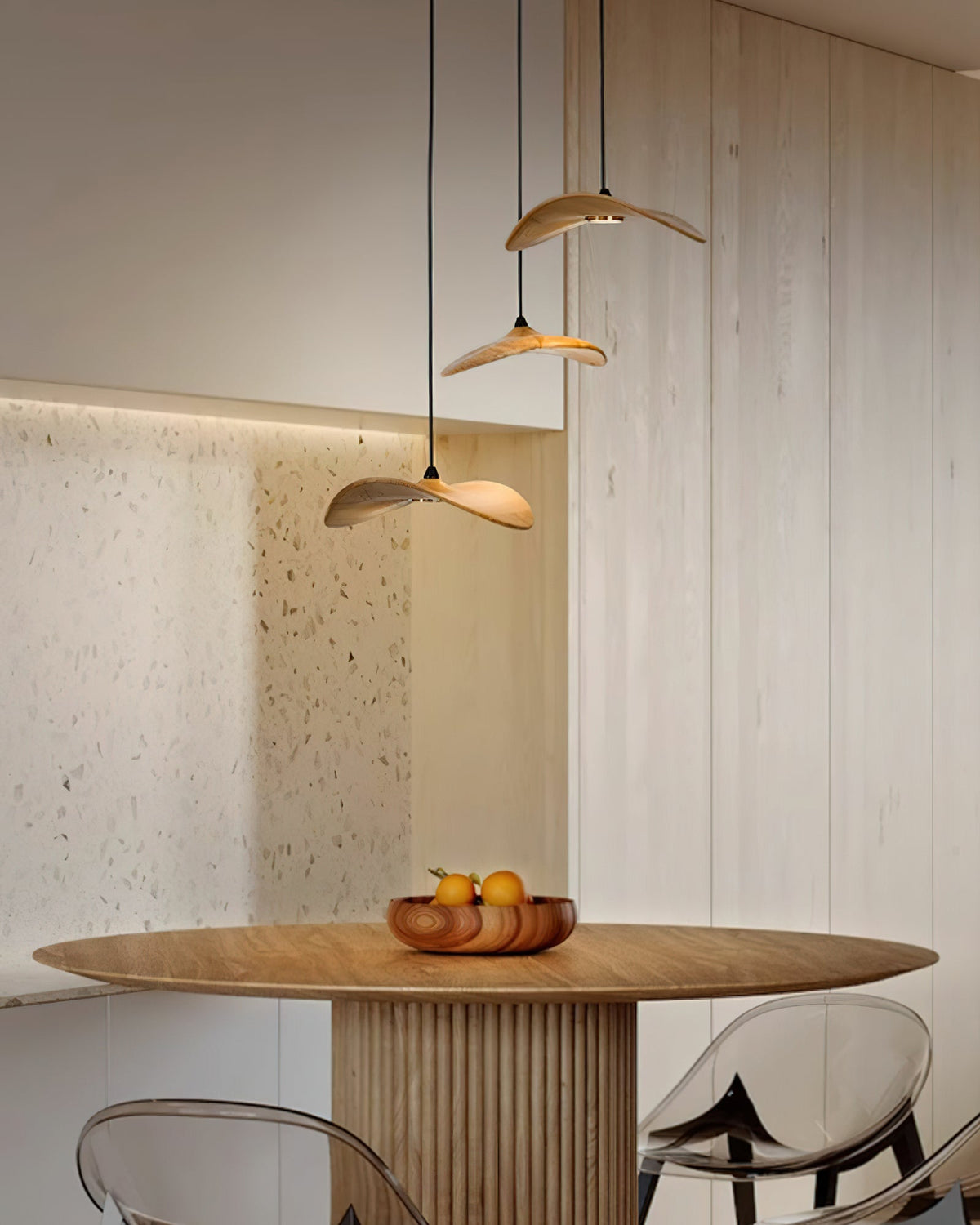 Abbott Kronleuchter zeitgenössisch minimalistisch leerer Blatt Holz