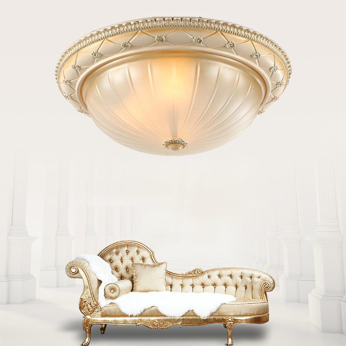 Cerlin Elegance Vintage Kunstharz-Glas flache Deckenleuchte