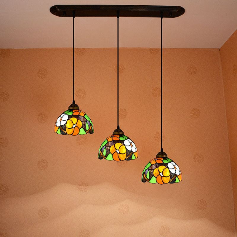Arisha Vintage Pendelleuchte gebeizt farbig Glas Metall Wohnzimmer