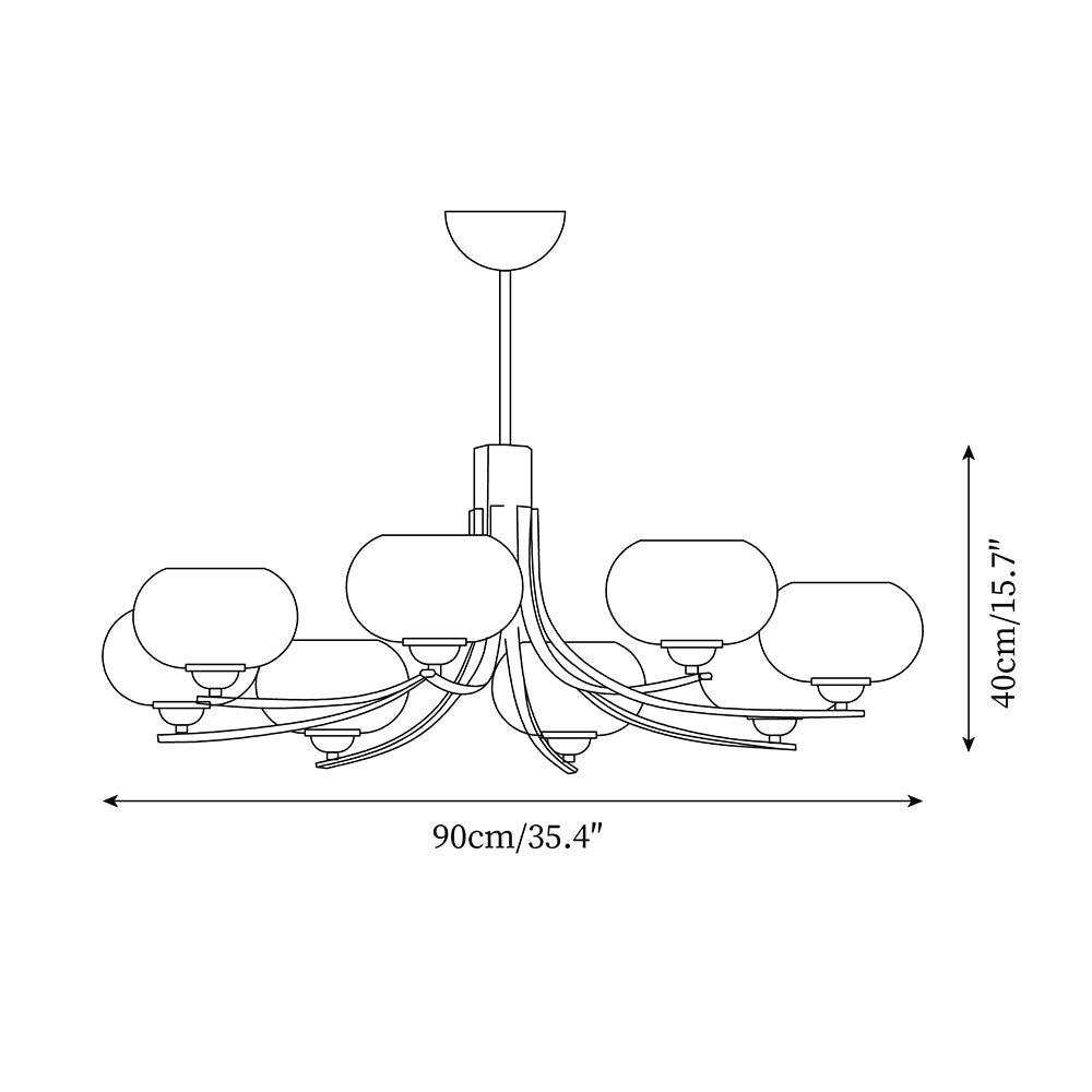 Vira 6-Kronleuchter mit bernsteinfarbenem Milchglas in Kugelform