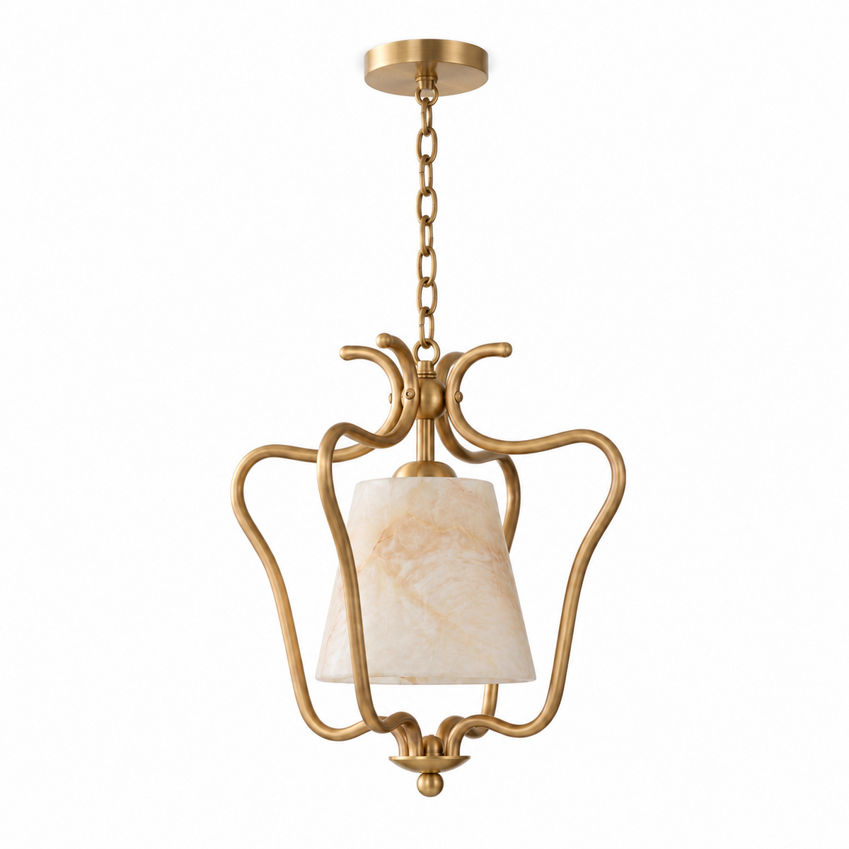 Pembermere Alabaster Laternen-Pendelleuchte