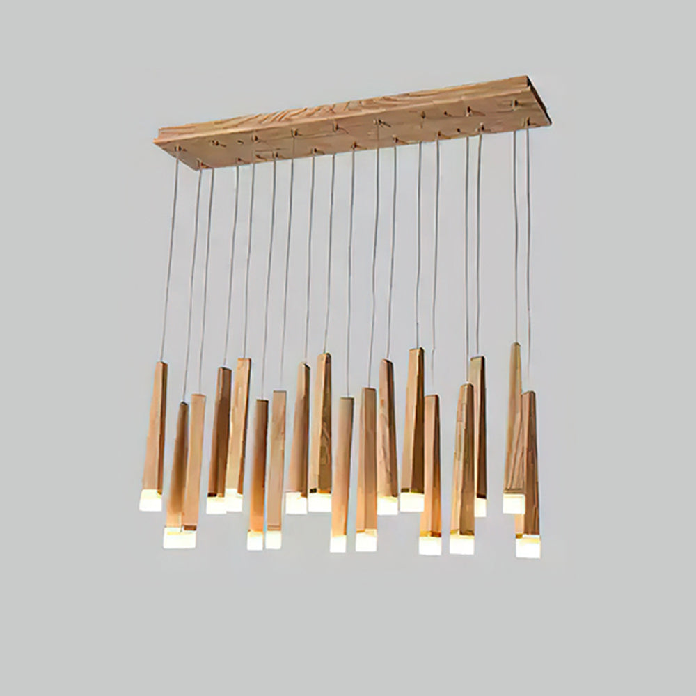 Sylielle Kronleuchter aus Holz im Kaminholz-Stil