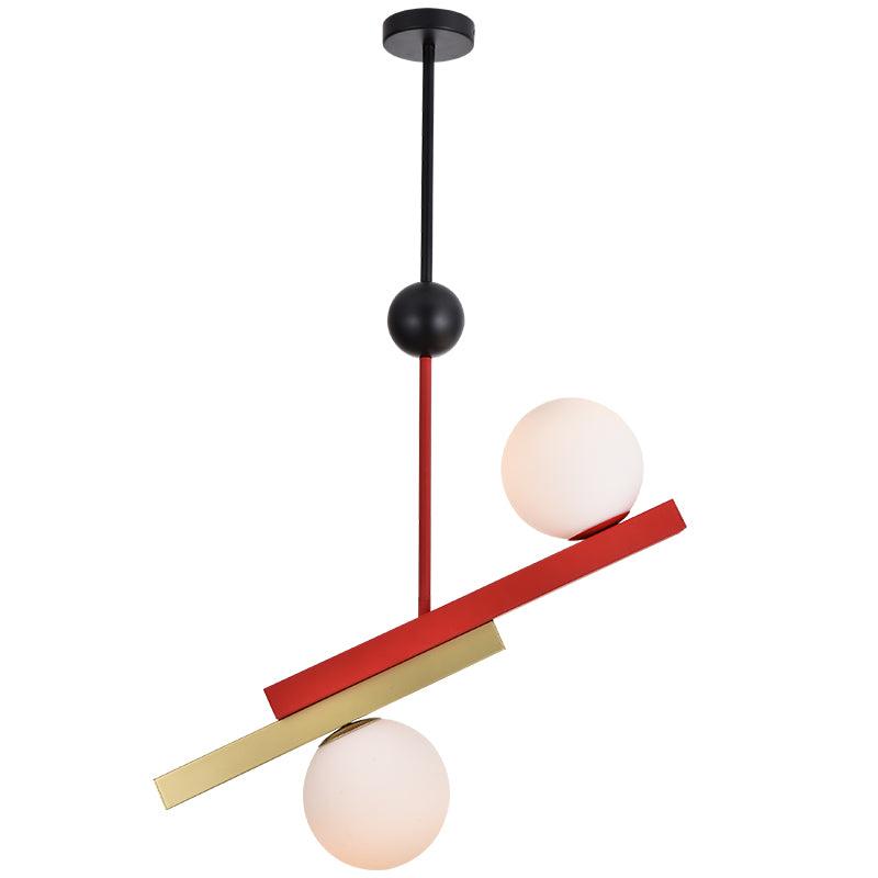 Veveny Pendelleuchte Doppelkugel Linear Balken Geometrisch