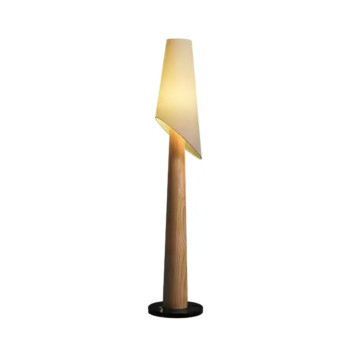 Curven Stehleuchte aus Holz und Marmor