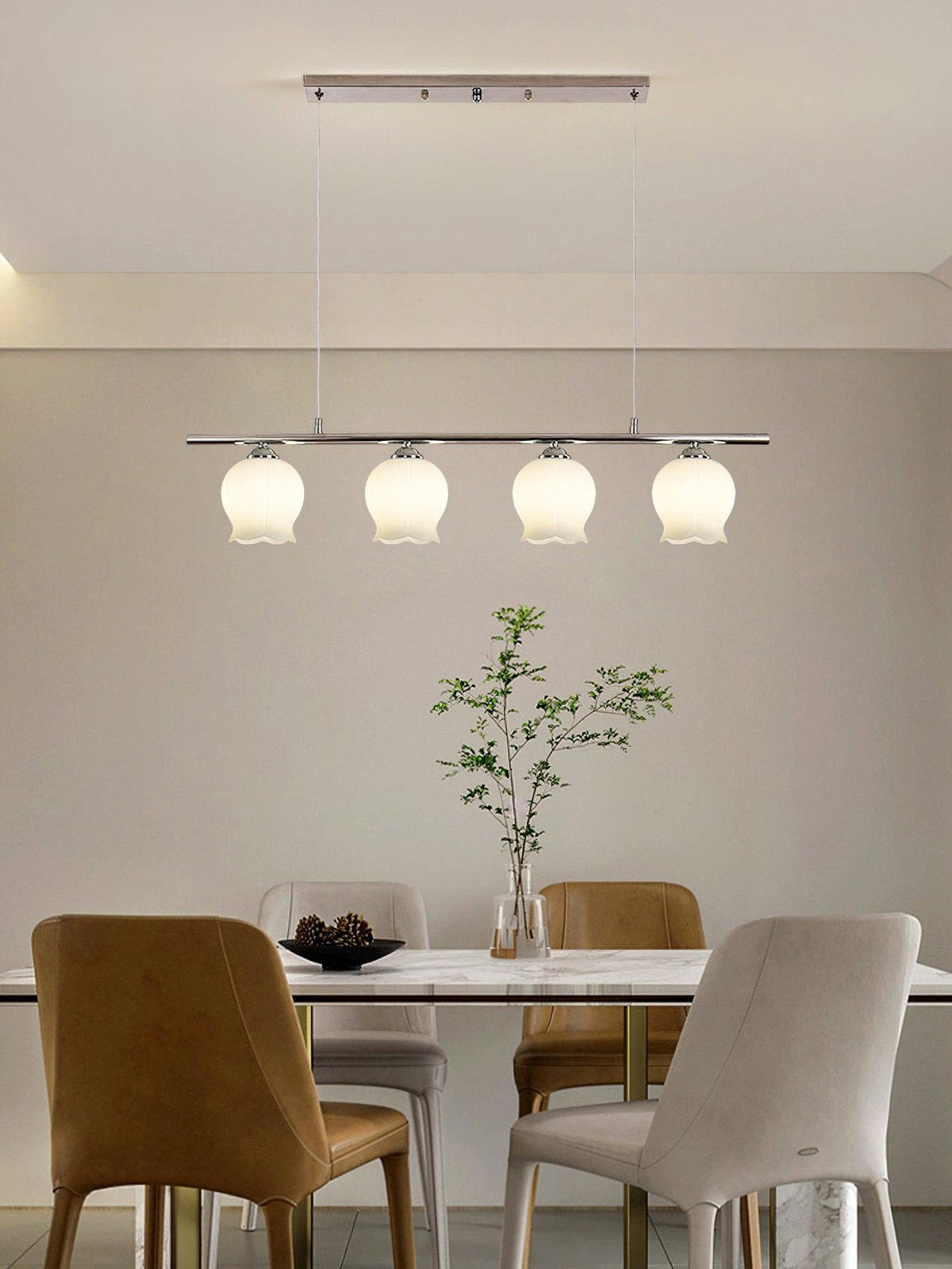 Evenara zeitgenössische minimalistische Pendelleuchte aus Glas mit Blumenmuster