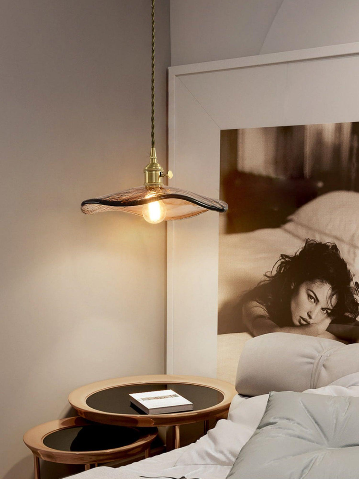Celorise Pendelleuchte aus Glas in Braun für Wohnzimmer | Luxus
