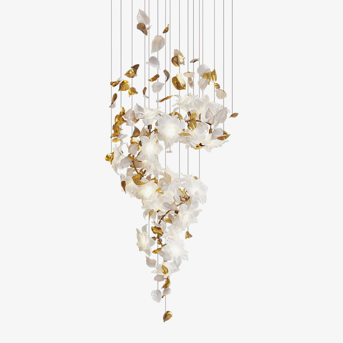 Araeos Flying Flowers Fluttering Kronleuchter aus Messing