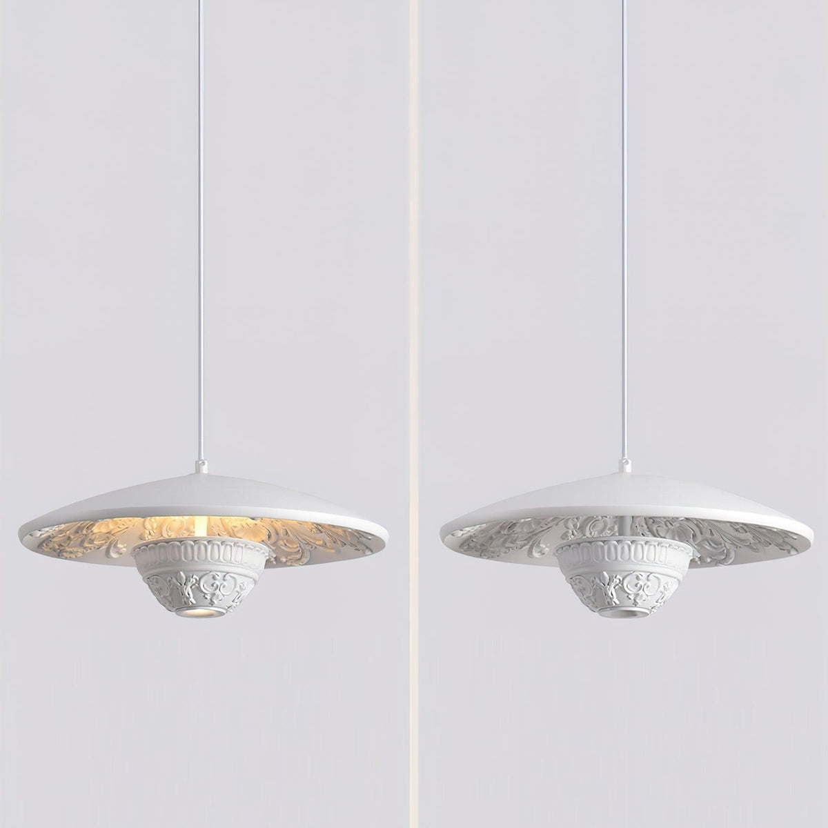 Jhel Pendelleuchte aus Kunstharz im Flying Saucer-Design