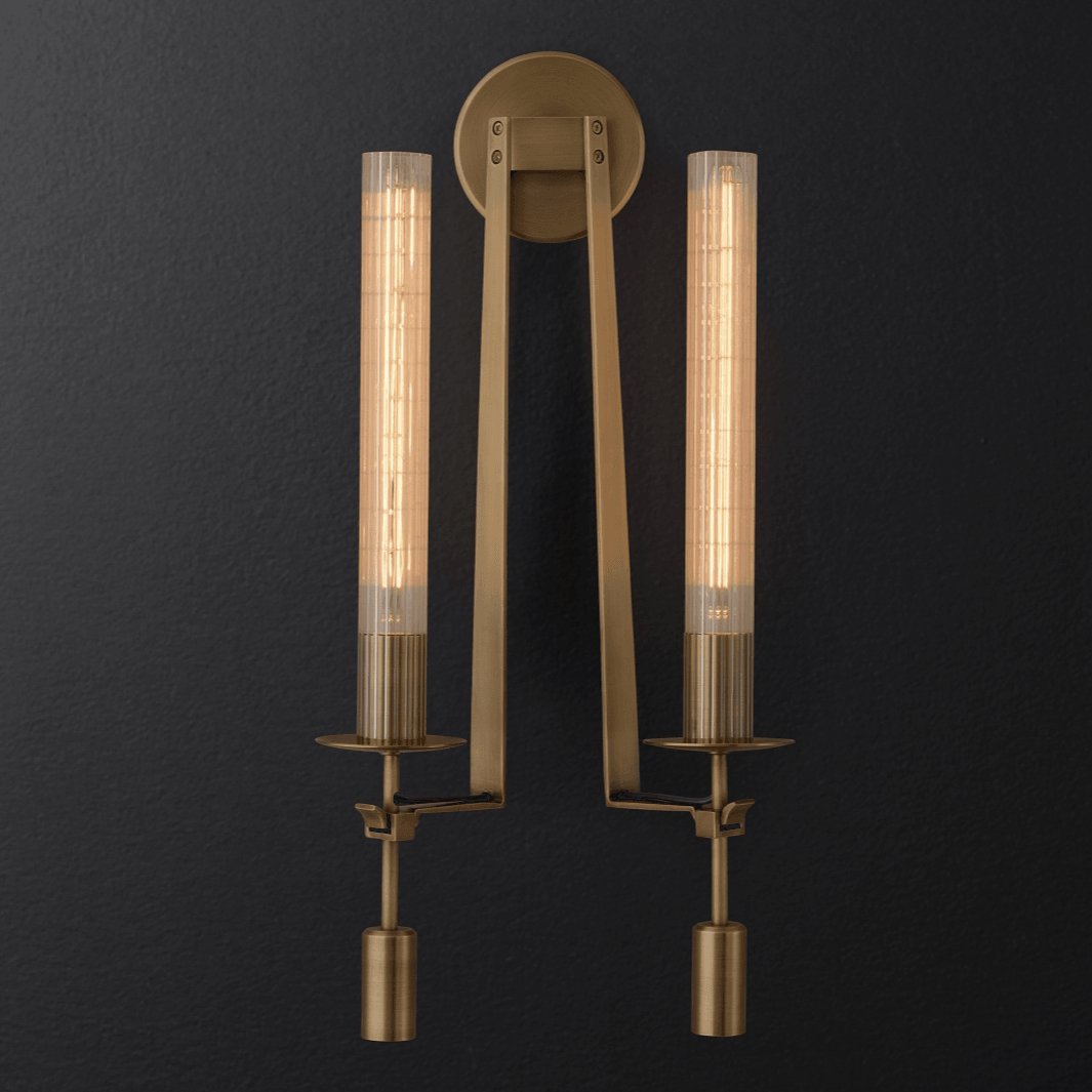 Veloora Wandleuchte Messing minimalistisch geripptes Glas