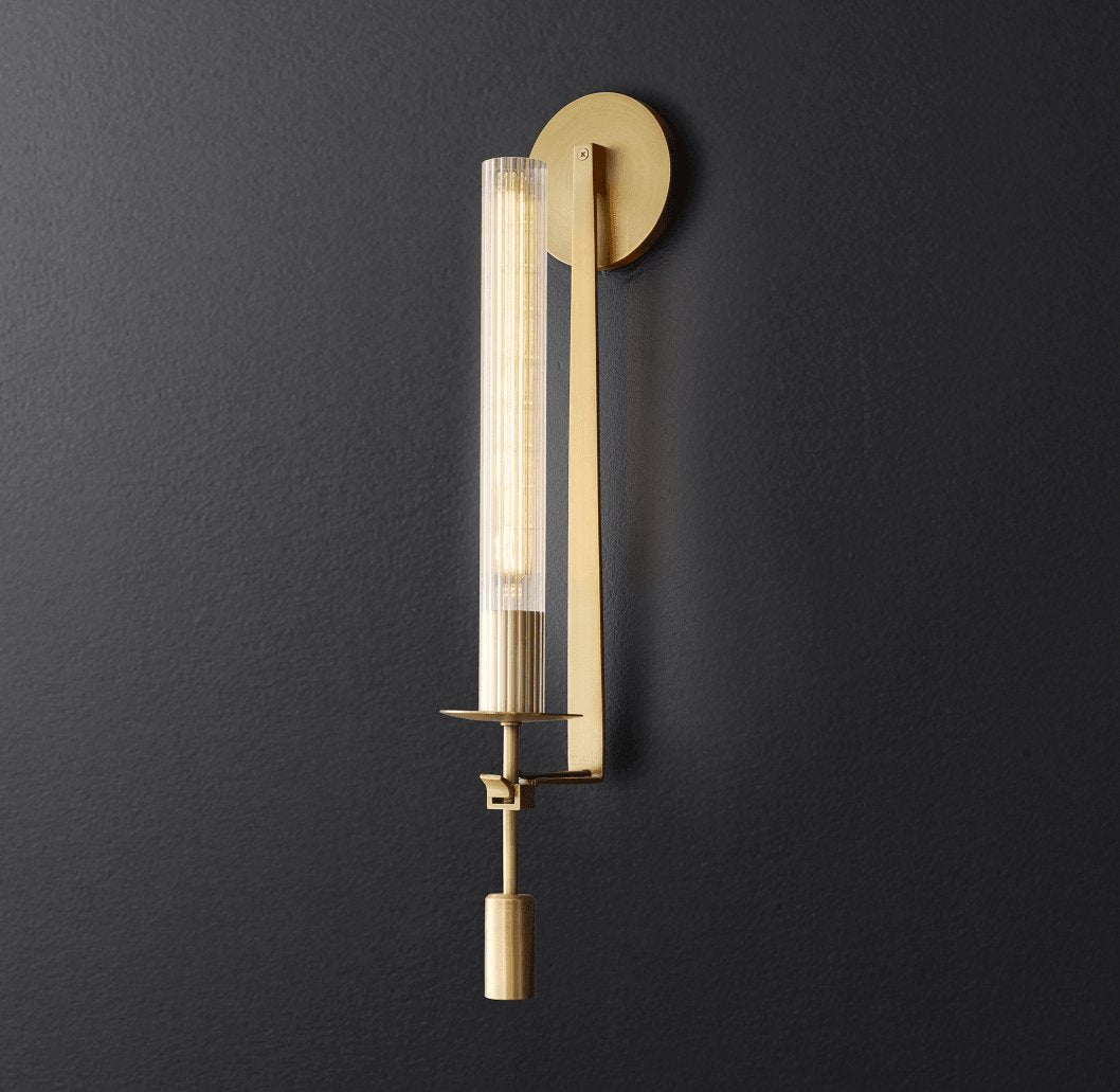 Veloora Wandleuchte Messing minimalistisch geripptes Glas