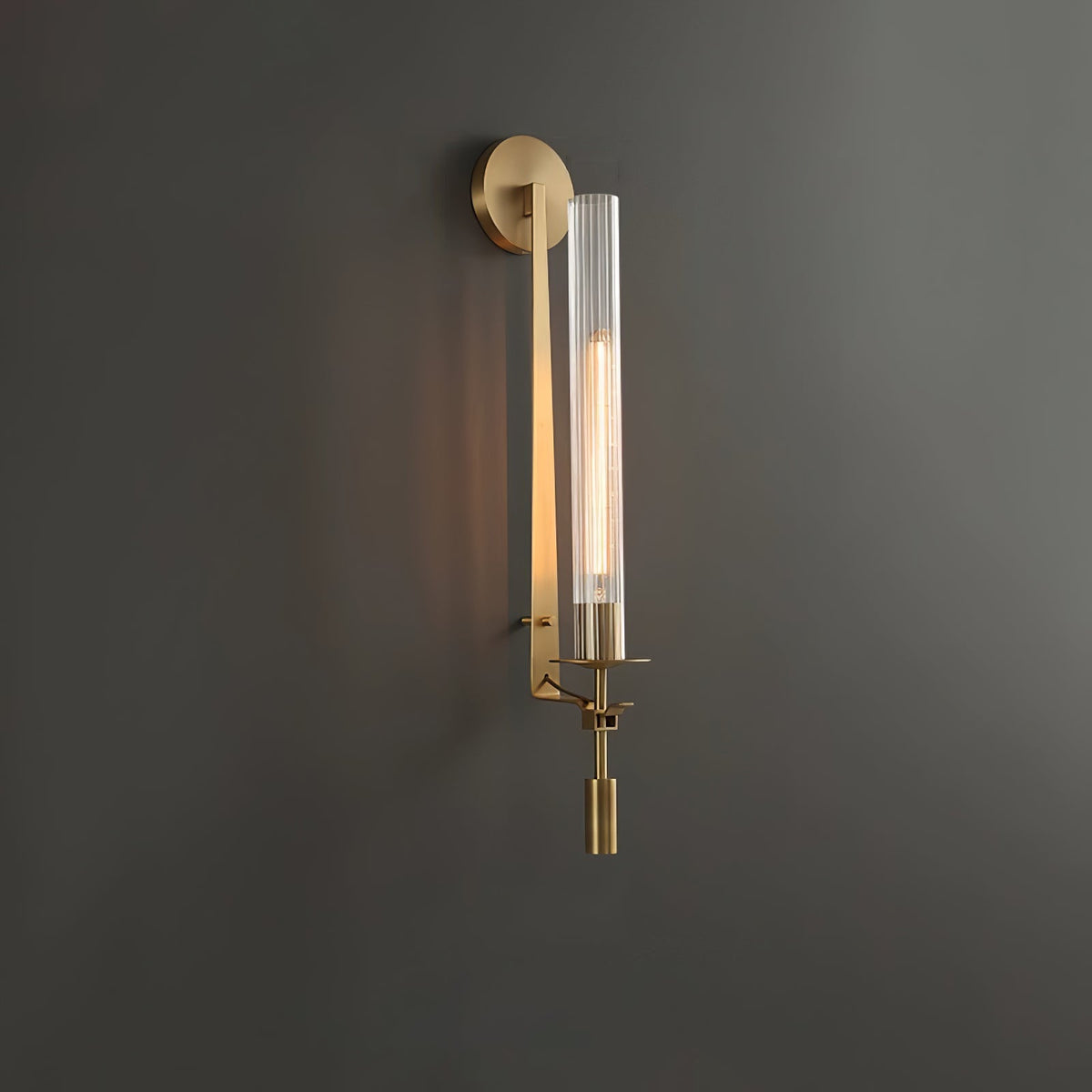 Veloora Wandleuchte Messing minimalistisch geripptes Glas
