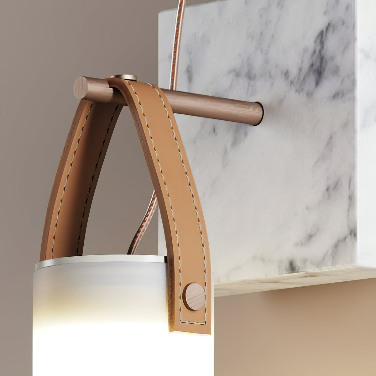 Galerie Wandleuchte Fontana Glas Leder Marmor