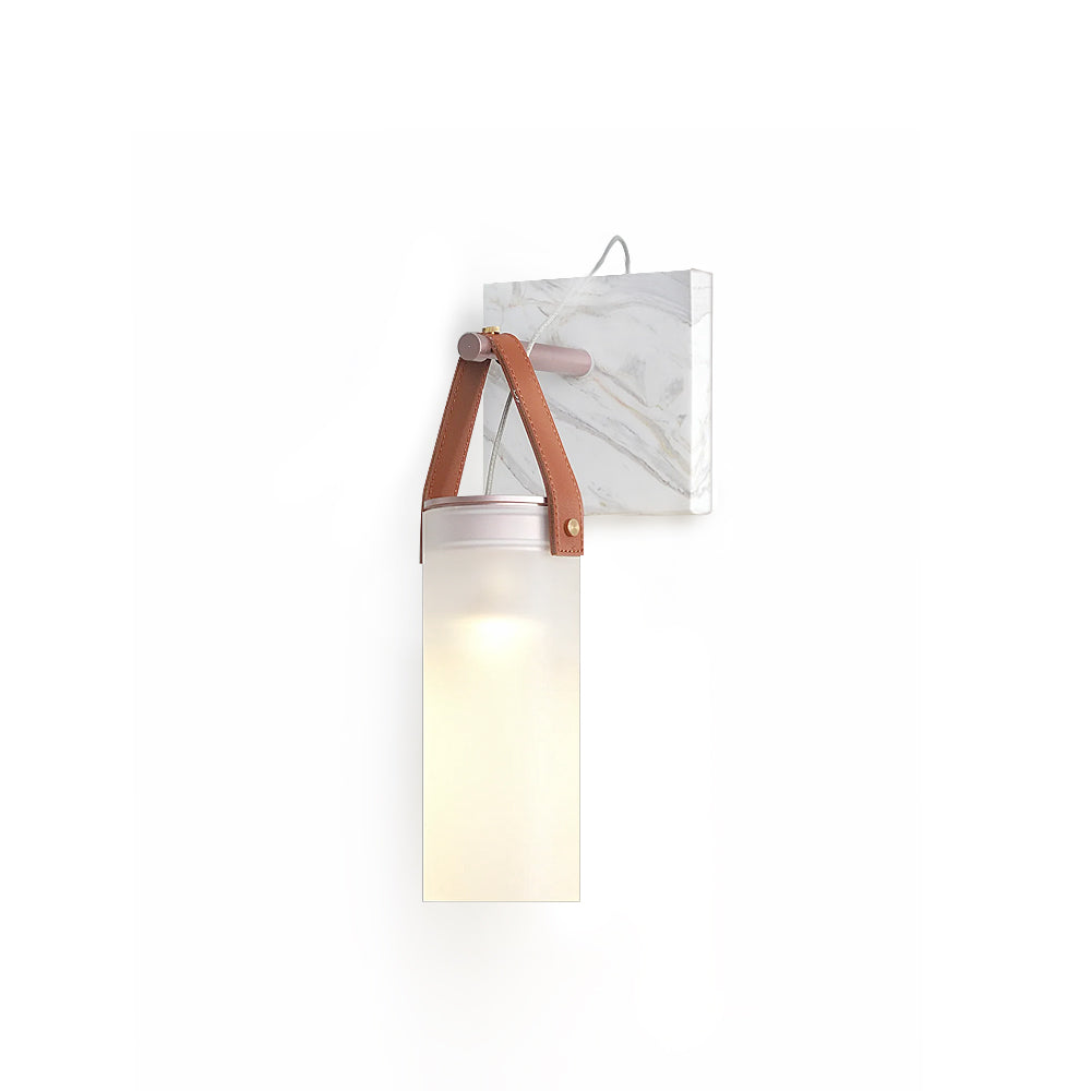 Galerie Wandleuchte Fontana Glas Leder Marmor