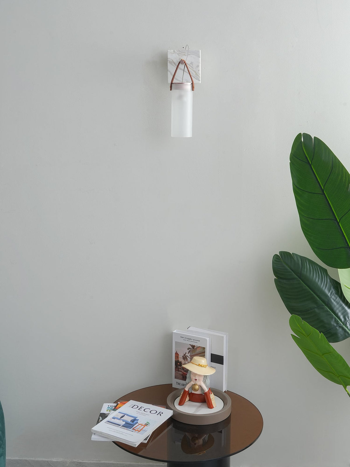 Galerie Wandleuchte Fontana Glas Leder Marmor