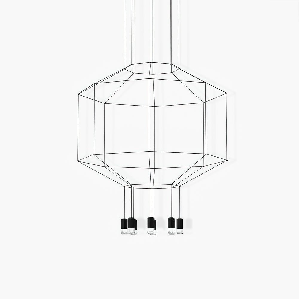 Elaalora Pendelleuchte Geometrisches Drahtdesign Schwarz LED