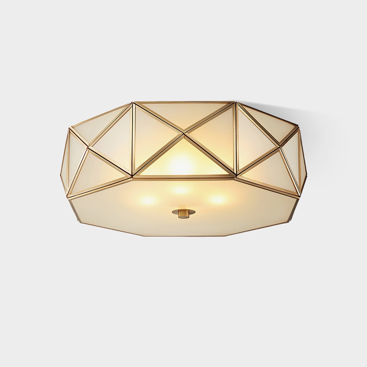 Celivise Geometrische Messing-Glas flache Deckenleuchte
