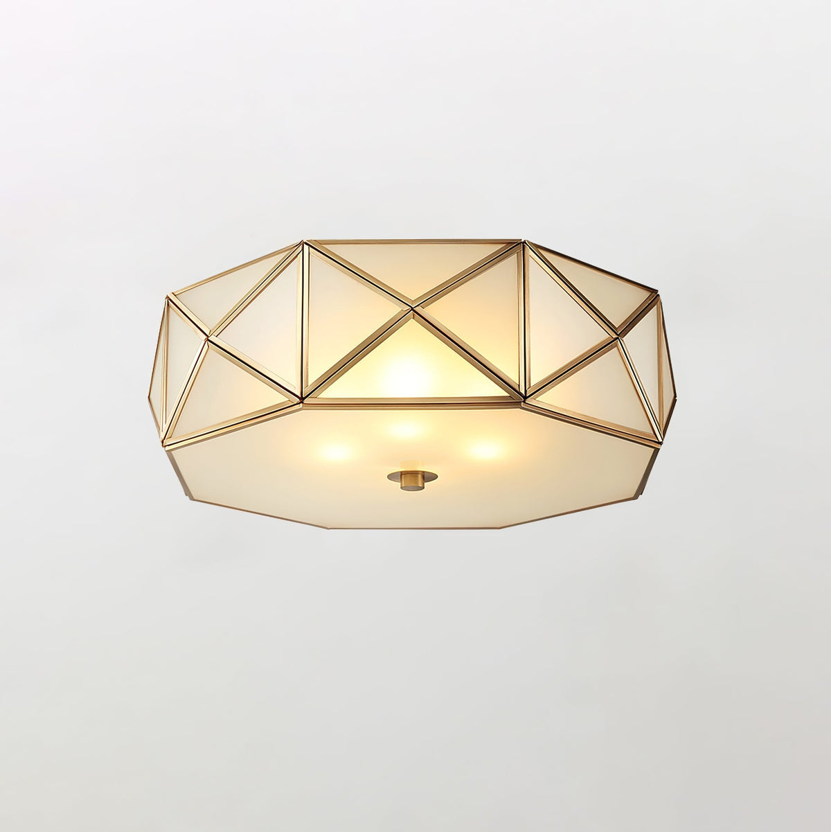 Celivise Geometrische Messing-Glas flache Deckenleuchte