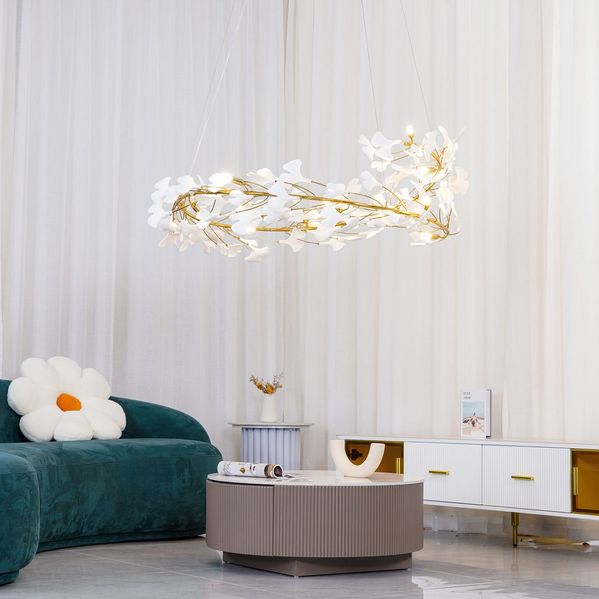 Olivia Ring Runde Kronleuchter Moderner gold LED Keramik