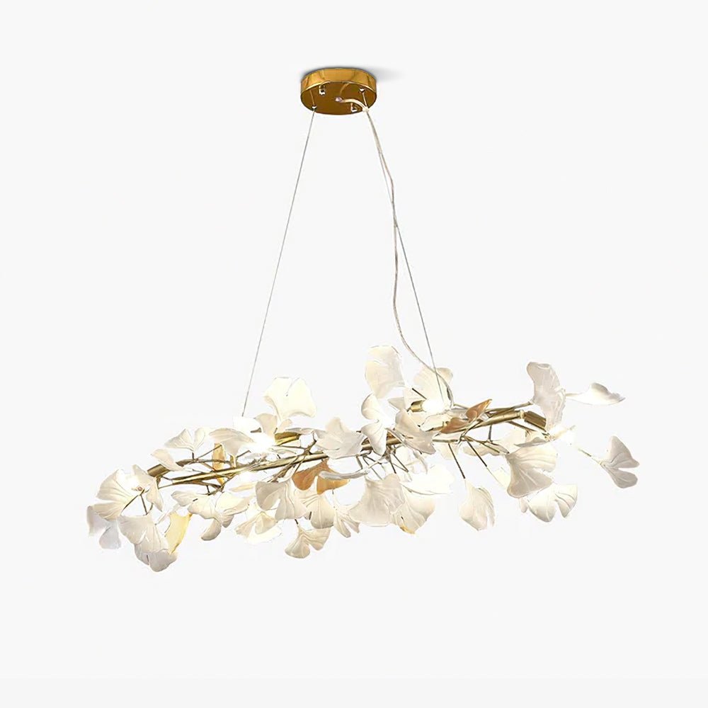 Rirove Pendelleuchte Gingko Keramik Blütenblätter Gold